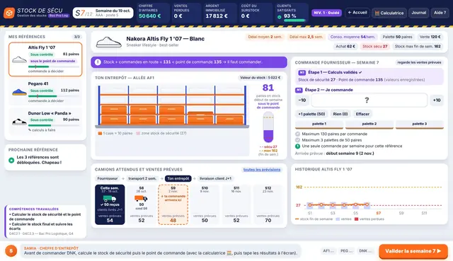 Capture d'écran du jeu Gestion de stock de sécu – 2 niveaux (Bac Pro Log)