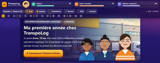 Capture d'écran du jeu Ma première année chez TranspoLog – CAP · 5 séances (CAP OL)